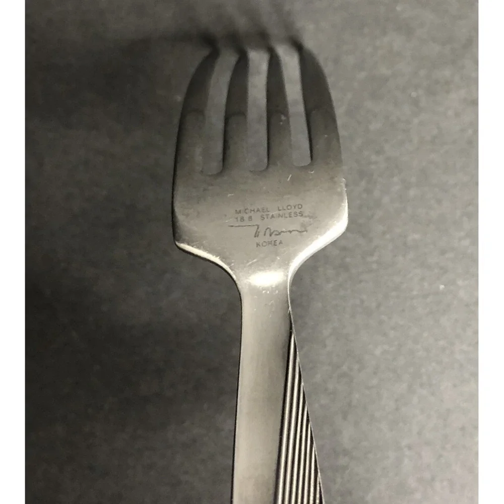 Michael Lloyd MLL5 Stainless Glossy Ridges Fork Spoon Knife Set of 12 Pieces